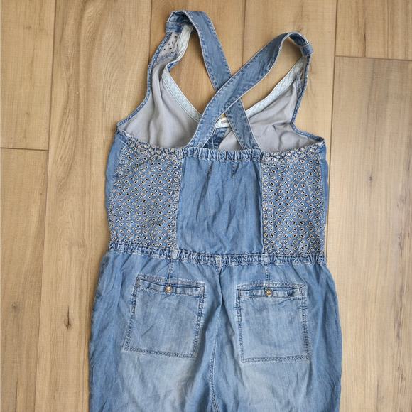 Anthropologie Holding Horses Tencel Chambray Overall Jumpsuit Women Sz 8 - Picture 3 of 12